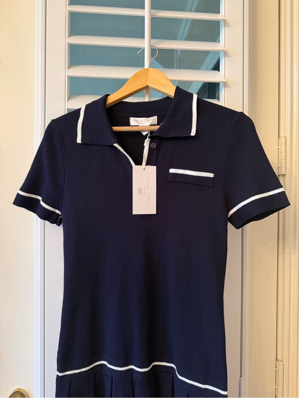 Sea New York Navy and White Knit Polo Dress - Picture 4 of 5